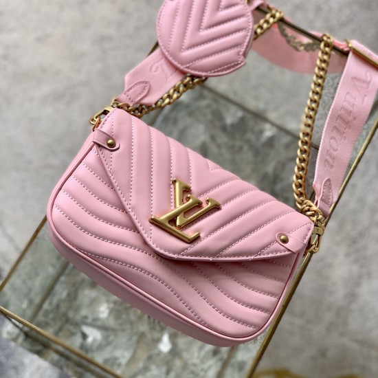 LV Multi Pochette New Wave Chain Bag in Quilted Smooth Cowhide Leather 4 Colors