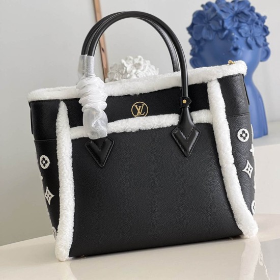 LV On My Side MM Tote Bag in Shearling And Grained Calf Leather With Monogram Tufting 2 Colors 30.5cm