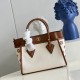 LV On My Side PM Tote Bag in Canvas And Smooth Cowhide Leather With Monogram Tufting 2 Colors 25cm