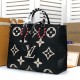 LV Onthego GM Tote Bag in Monogram Empreinte Leather With Braided Top Handle 2 Colors