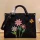 LV x YK OnTheGo In Embossed Grained Monogram Empreinte Cowhide Leather With Flower Marquetry 25cm 35cm 2 Colors
