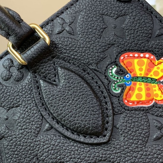 LV x YK OnTheGo In Embossed Grained Monogram Empreinte Cowhide Leather With Flower Marquetry 25cm 35cm 2 Colors