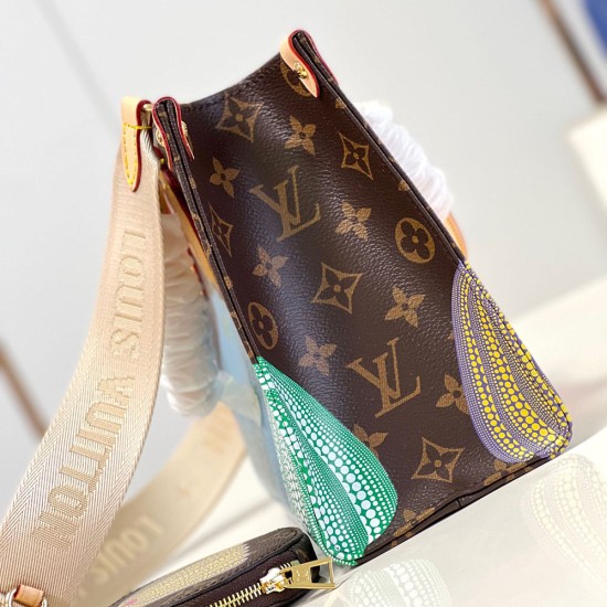 LV x YK OnTheGo PM Captures In Monogram Coated Canvas With Pumpkin Print 25cm