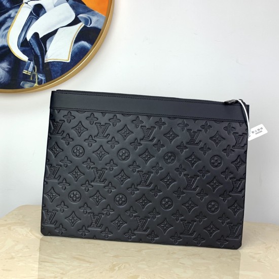 LV Discovery Pochette Pouch in Monogram Shadow Calf Leather Embossed With Monogram Pattern 36cm