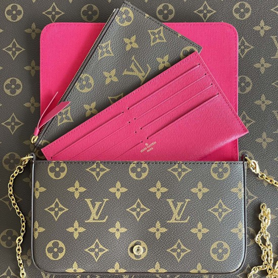 LV Felicie Pochette Chain Bag in Monogram Coated Canvas With Car Print 21cm