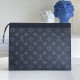 LV Pochette Voyage MM Travel Pouch In Monogram Eclipse Coated Canvas With Rocket Print 27cm