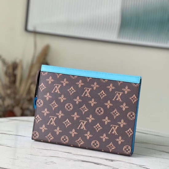 LV Pochette Voyage Travel Pouch in Monogram Coated Canvas With Print 27cm