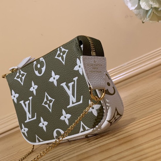 LV Mini Pochette Accessoires Bag in Three different Shades of Monogram Empreinte Embossed Supple Grained Cowhide Leather 15.5cm