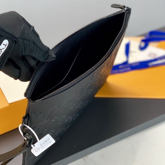 LV Pochette To Go Clutch Bag in Monogram Empreinte Embossed Supple Cowhide Leather 30cm