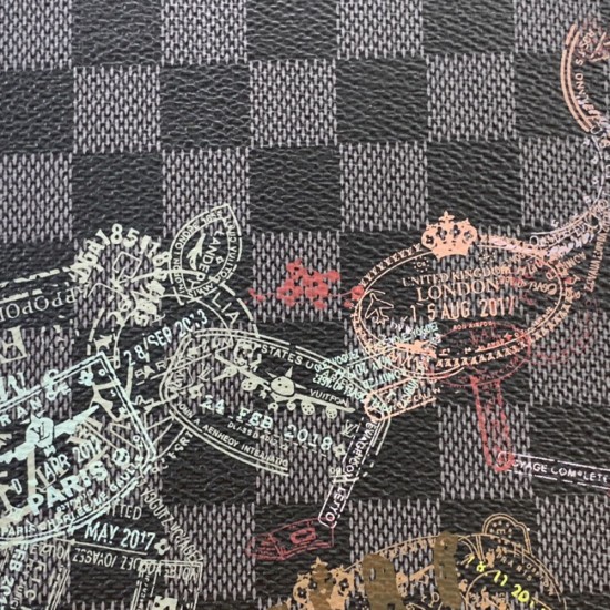 LV Pochette Voyage Medium Clutch Bag in Damier Ebene Canvas With Wild Animals Print 27cm