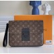 LV S-Lock A4 Pouch in Monogram Macassar Coated Canvas With Epi Leather Trims And Lining 27cm