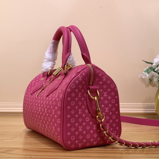 LV Speedy Bandouliere 20 in Calfskin With Very Small Monogram Motif Embossed 20cm 2 Colors