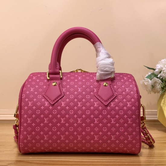 LV Speedy Bandouliere 20 in Calfskin With Very Small Monogram Motif Embossed 20cm 2 Colors