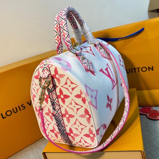 LV Speedy Bandouliere 25 Handbag in Monogram Coated Canvas With A Giant Monogram Print 25cm 2 Colors