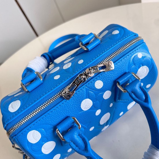 LV X YK Speedy Bandouliere 20 In Embossed Grained Monogram Empreinte Cowhide Leather With Infinity Dots Print 20.5cm 2 Colors