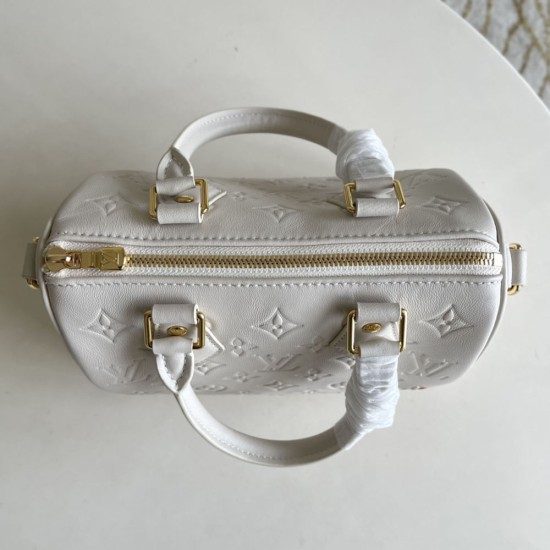 LV Speedy 22 Handbag in Monogram Embossed Leather With Heart Print 22cm