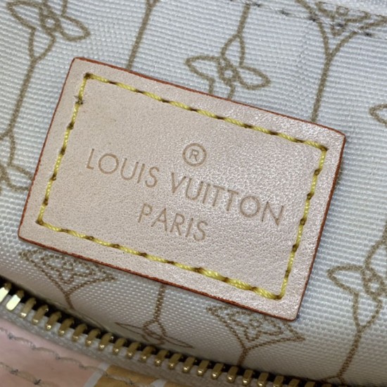 LV Speedy Bandouliere 25 in Damier Azur Coated Canvas With Nautical Print of Ropes And Chains