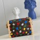 LV X YK Side Trunk MM Handbag in Monogram Coated Canvas With Multicolor Dots 21cm