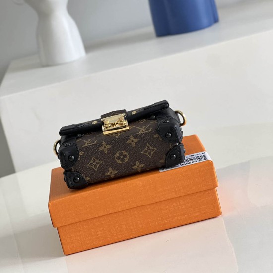 LV Essential Trunk Chain Micro Bag in Monogram Coated Canvas And Cowhide Leather Trims 10.5cm