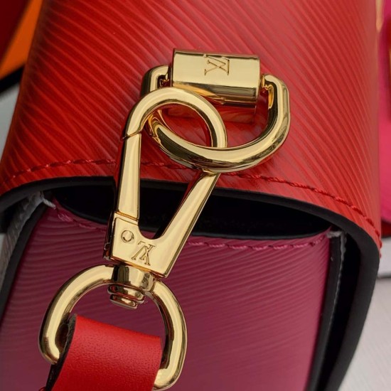 LV Twist MM EPI Leather in White and Red Two Pieces Composite bags with Gold Hardware