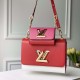 LV Twist MM EPI Leather in White and Red Two Pieces Composite bags with Gold Hardware