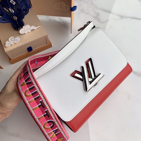 LV Twist MM Epi Leather in Red and White with Wide Strap