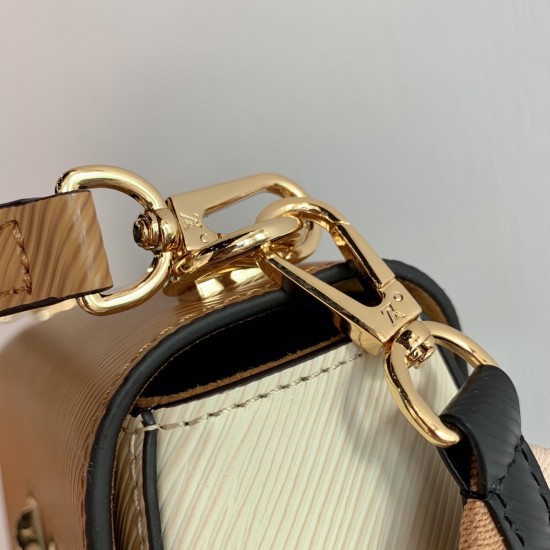 LV Twist MM Epi Leather in Apricot and Cream with Wide Strap