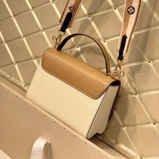 LV Twist MM Epi Leather in Apricot and Cream with Wide Strap