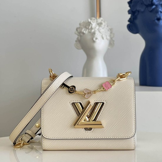 LV Twist PM Handbag in Epi Leather With Chain And Enamel Charms Embossed Pattern 3 Colors 19cm