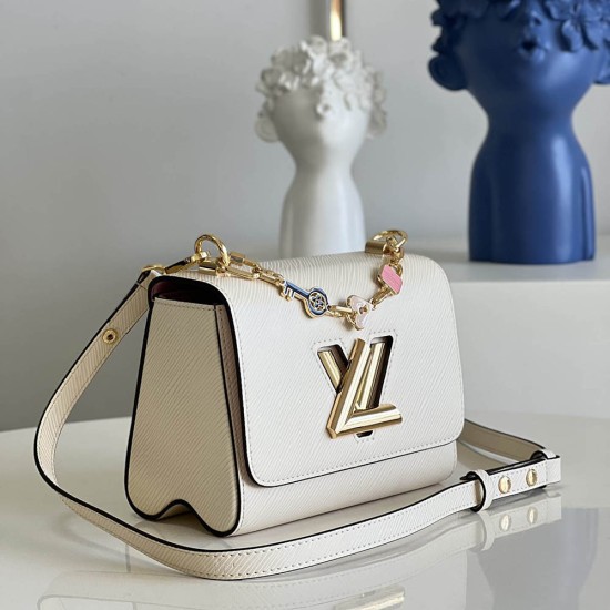 LV Twist PM Handbag in Epi Leather With Chain And Enamel Charms Embossed Pattern 3 Colors 19cm
