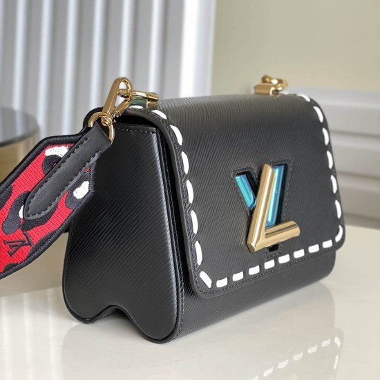 LV Twist PM Handbag in Epi Grained Leather With Leopard Strap And Braided Edge 19cm