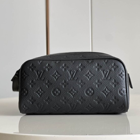LV Dopp Kit Toiletry Pouch In Taurillon Monogram Embossed Leather 28cm