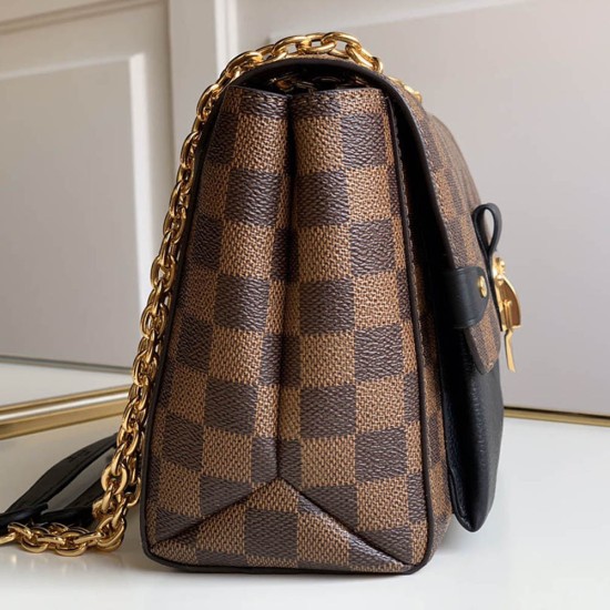 LV Vavin PM Chain Bag in Damier Ebene Coated Canvas And Small Grained Calfskin 3 Colors 25cm