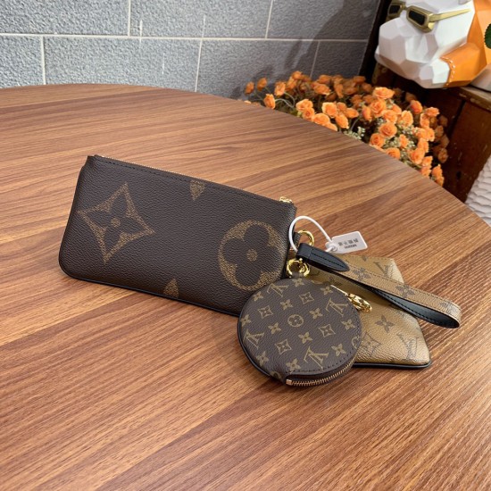 LV Trio Pouch in Monogram Coated Canvas 19.5cm