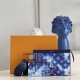 LV Gaston Wearable Wallet In Cowhide Leather With Blue Bandana Print 22cm