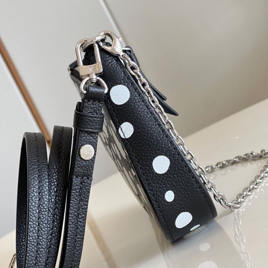 LV X YK Easy Pouch On Strap in Embossed Grained Monogram Empreinte Cowhide Leather With Infinity Dots Print 19cm