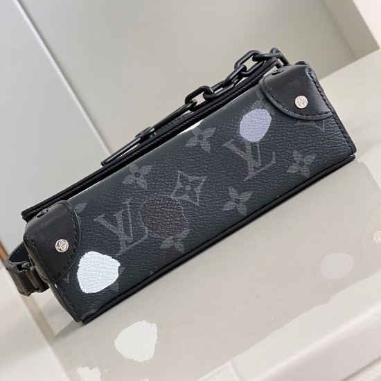 LV x YK Steamer Wearable Wallet In Monogram Eclipse Coated Canvas With 3D Painted Dots Print 18cm