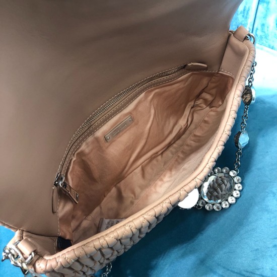Miu Miu Iconic Crystal Cloque Nappa Leather Bag 5BD233 24cm 8 Colors