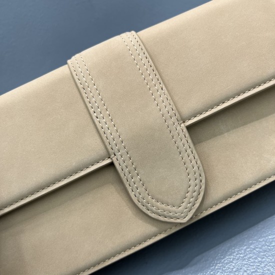 Jacquemus Le Bambino Long Flap Shoulder Bag In Nubuck Leather Structured 4 Colors