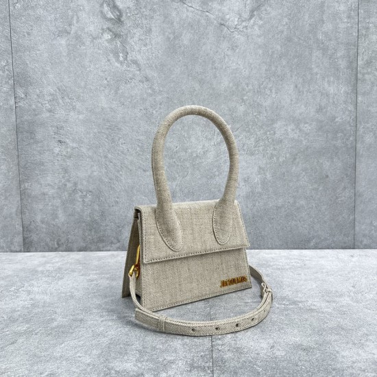 Jacquemus Le Chiquito Moyen Signature Handbag In Linen Fabric 18cm