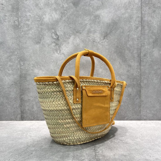 Jacquemus Le Panier Soli Beach Basket Bag In Handwoven Straw And Suede Leather 5 Colors