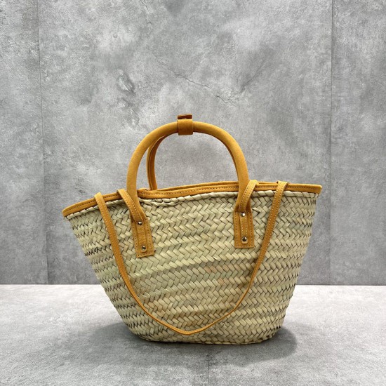 Jacquemus Le Panier Soli Beach Basket Bag In Handwoven Straw And Suede Leather 5 Colors