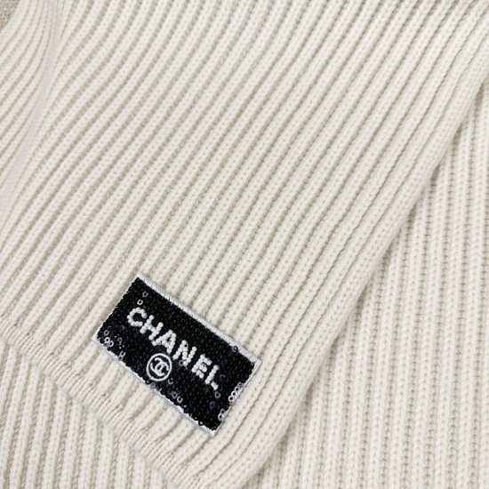 Chanel Cashmere Scarf Hat With Sequin Logo 2 Colors