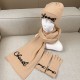 Chanel Cashmere Scarf Hat Gloves With Sequin Logo 3 Colors
