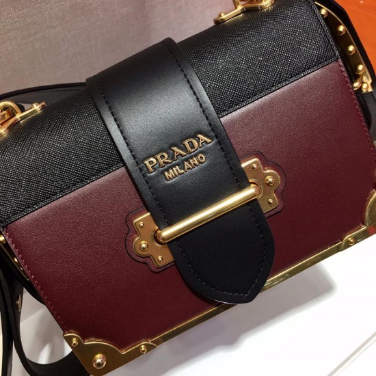 Prada Cahier Leather Bag In Bicolor Calfskin 2 Colors