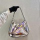 Prada Cleo Silver Brushed Leather Shoulder Bag 1BC156