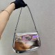 Prada Cleo Silver Brushed Leather Shoulder Bag With Flap 1BD311