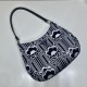Prada Cleo Black White Jacquard Knit And Leather Bag 1BC499