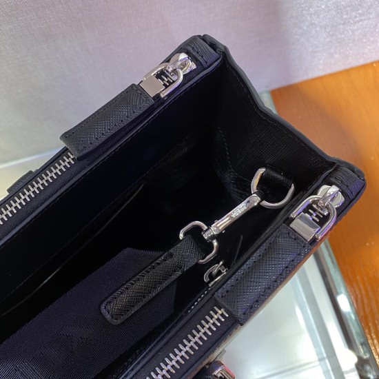 Prada Saffiano Black Leather Galleria Bag 2VG061