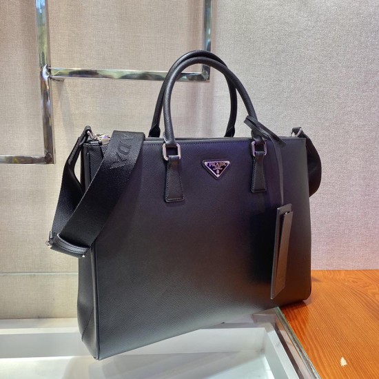 Prada Saffiano Black Leather Galleria Bag 2VG061